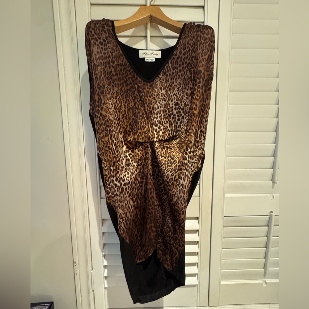 Fifteen Twenty Leopard Print Tunic Top - Brown and Black